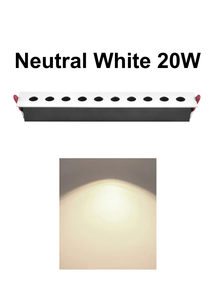Anti-Glare LED Grille Light IP54 Waterproof, CRI90, 5/10 Lights, 2 Light Colors for Showroom, Gallery, Retail