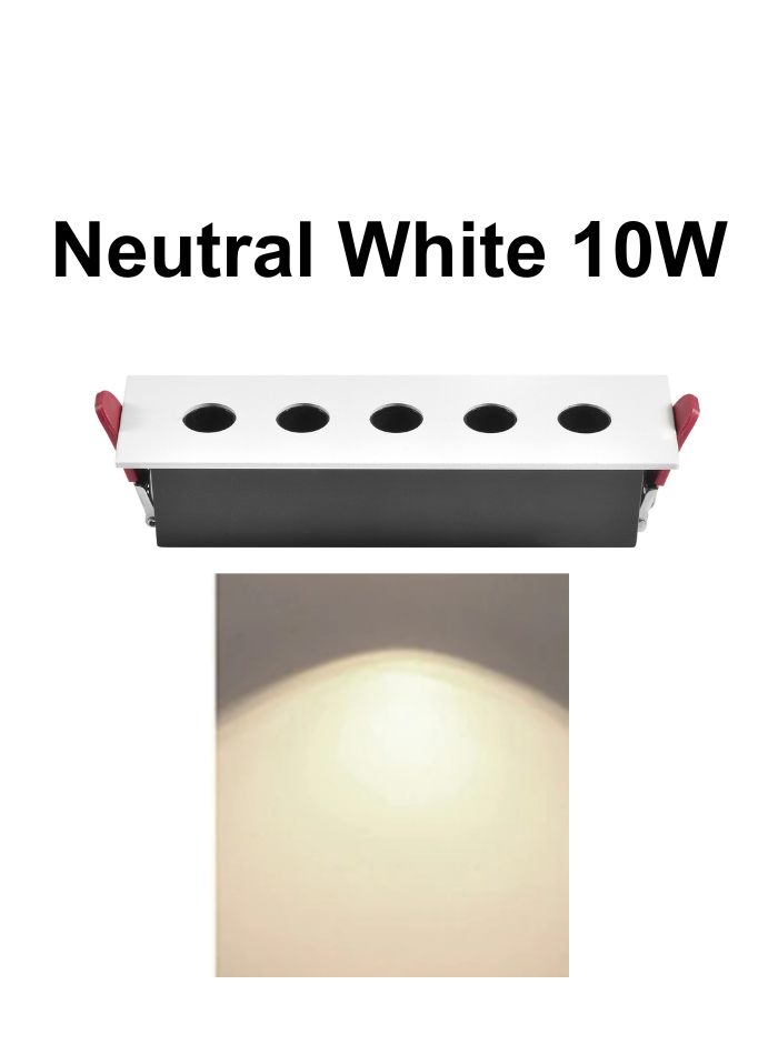 Anti-Glare LED Grille Light IP54 Waterproof, CRI90, 5/10 Lights, 2 Light Colors for Showroom, Gallery, Retail