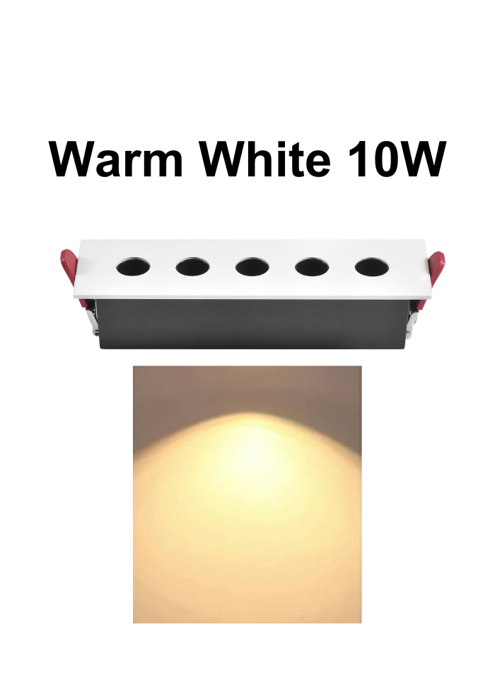 Anti-Glare LED Grille Light IP54 Waterproof, CRI90, 5/10 Lights, 2 Light Colors for Showroom, Gallery, Retail