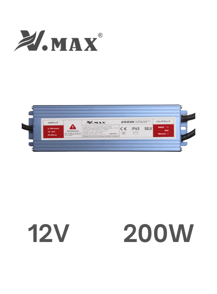12V 200W waterproof LED driver IP65 with full aluminum housing and built-in protection