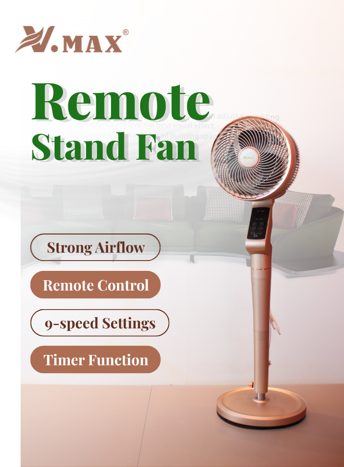9 Speed Standing Fan with Remote Control | Quiet Pedestal Fan Kuwait