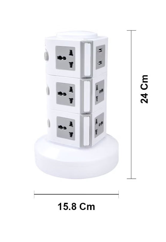 MODI Vertical Power Socket Outlet with 2 USB Ports