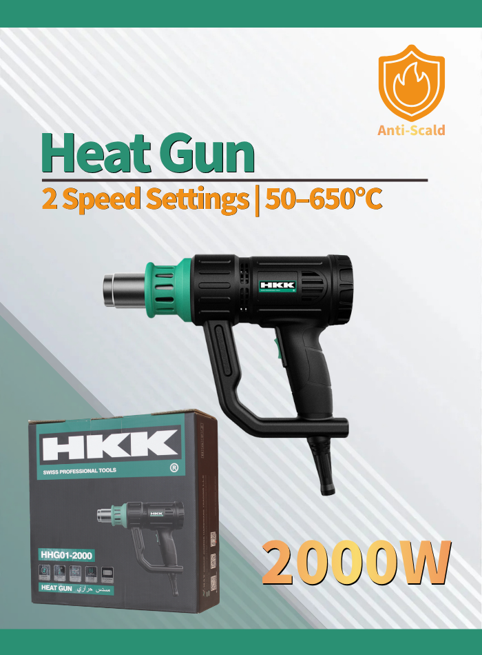 2000W heat gun with overheat protection for home and workshop use