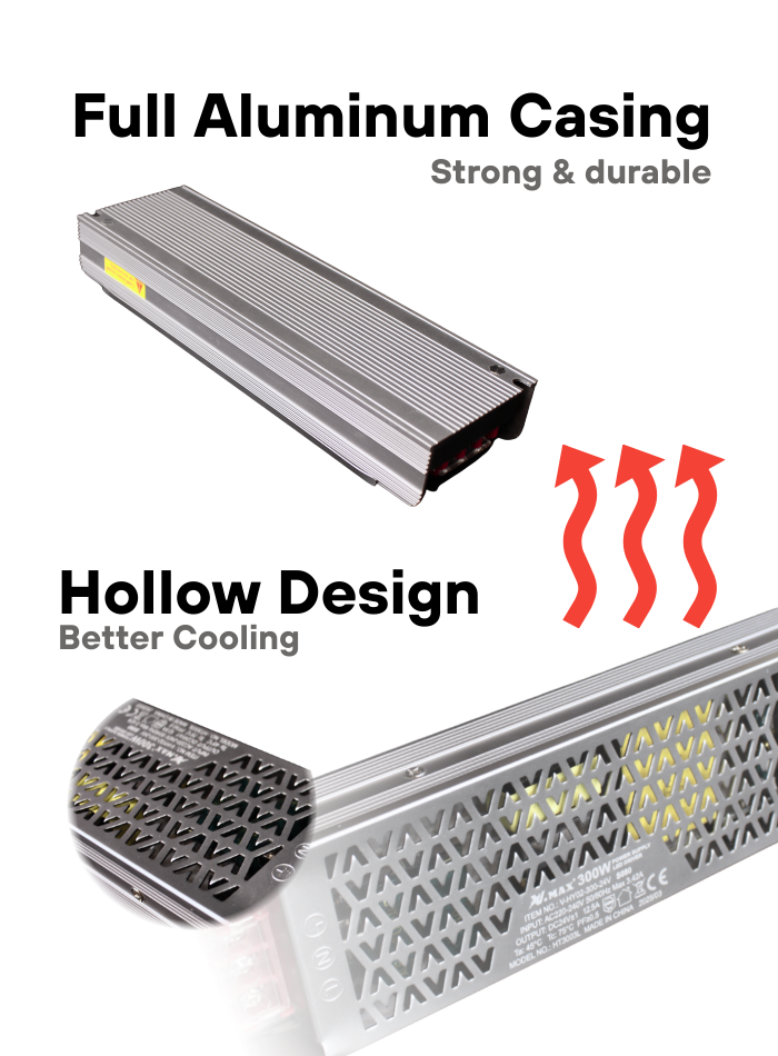 24V LED Driver with full aluminum housing and fast heat dissipation