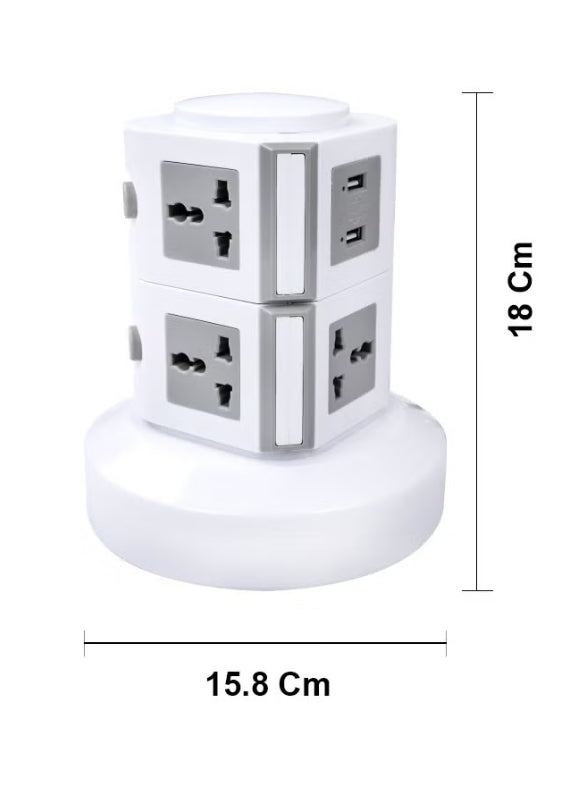 MODI Vertical Power Socket Outlet with 2 USB Ports