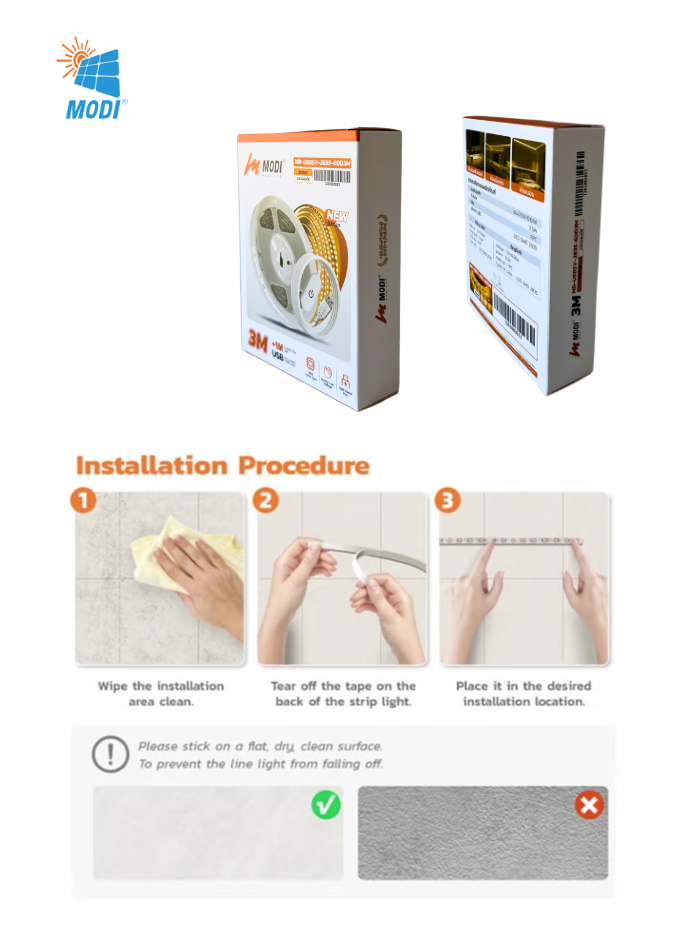 3M USB LED Strip Lights – Warm White LED Desk Light Strip for Home & Office