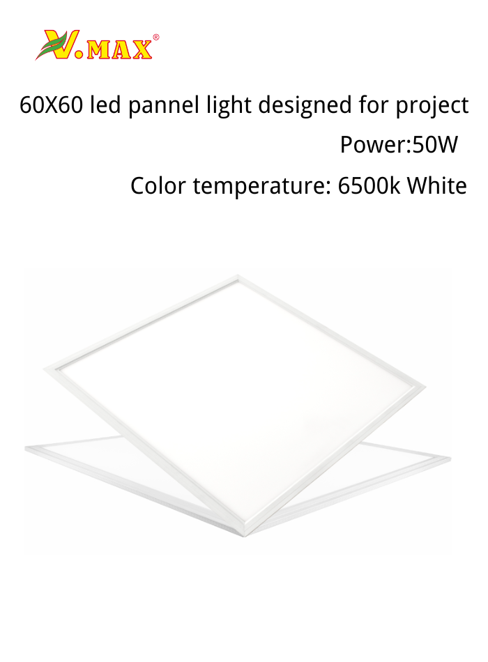 50W LED panel light with aluminum frame, 595x595mm size, ideal for ceilings