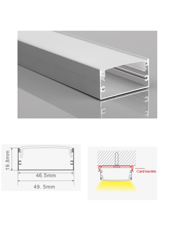 50x20mm surface mounted LED aluminum profile 2m for linear lighting Kuwait