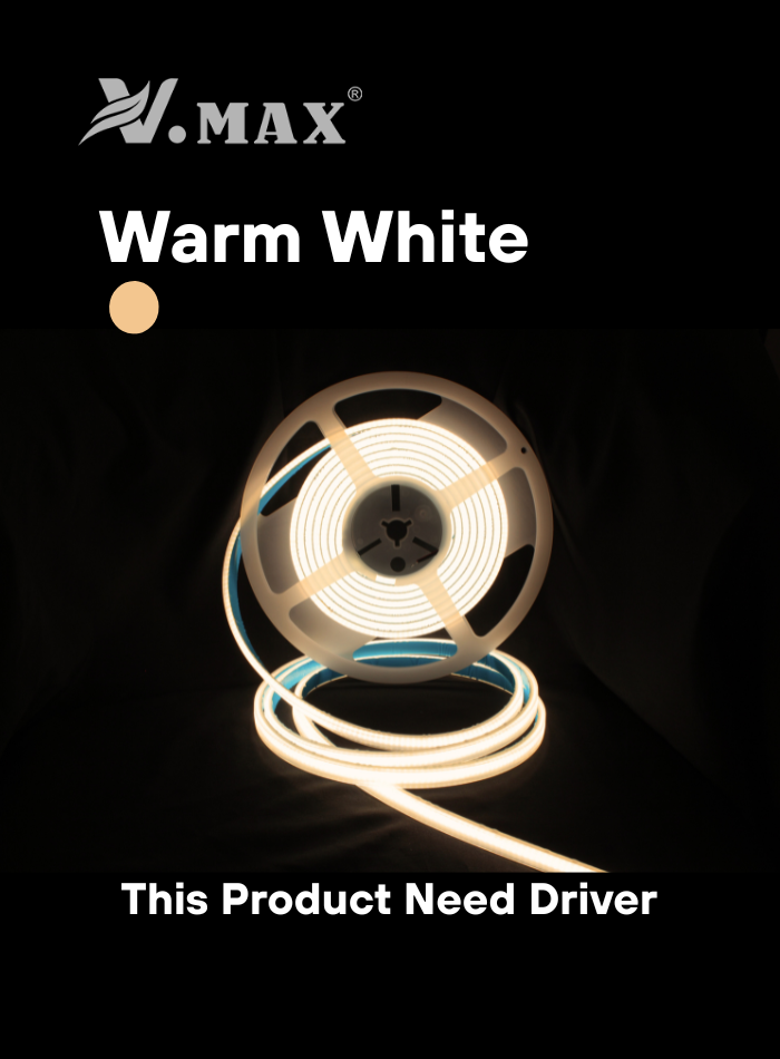 24V COB LED Strip Light, Waterproof, Solid Silicone, IP68, 5M/Roll, Anti-Glare, No flick