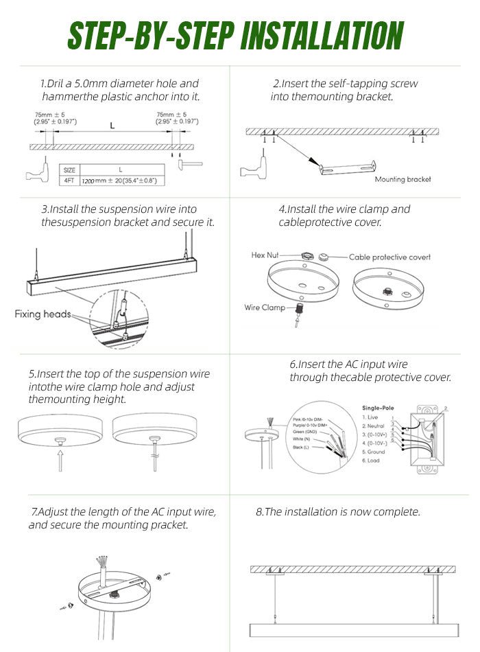إضاءة LED خطية للمساحات التجارية - صالة الألعاب الرياضية، المكتب، صالة العرض، إضاءة السوبر ماركت