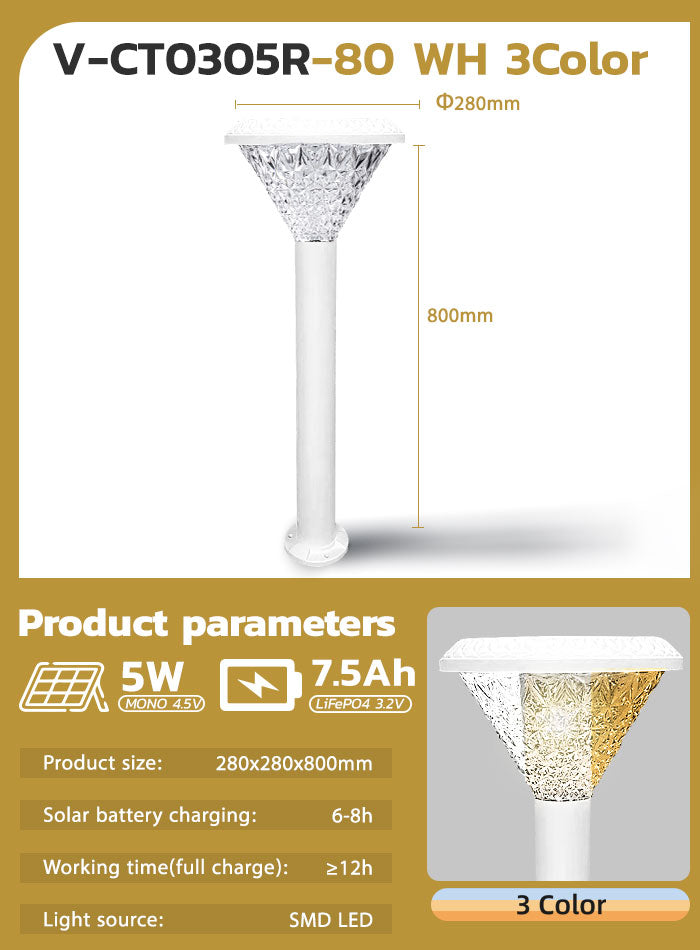 Outdoor Solar Garden Light for Villa Landscape and Courtyard