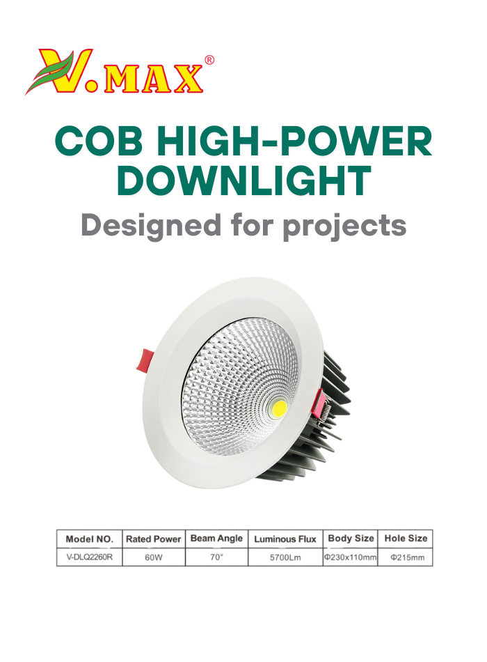 8-inch 60W COB commercial downlight for high ceiling applications in Kuwait
