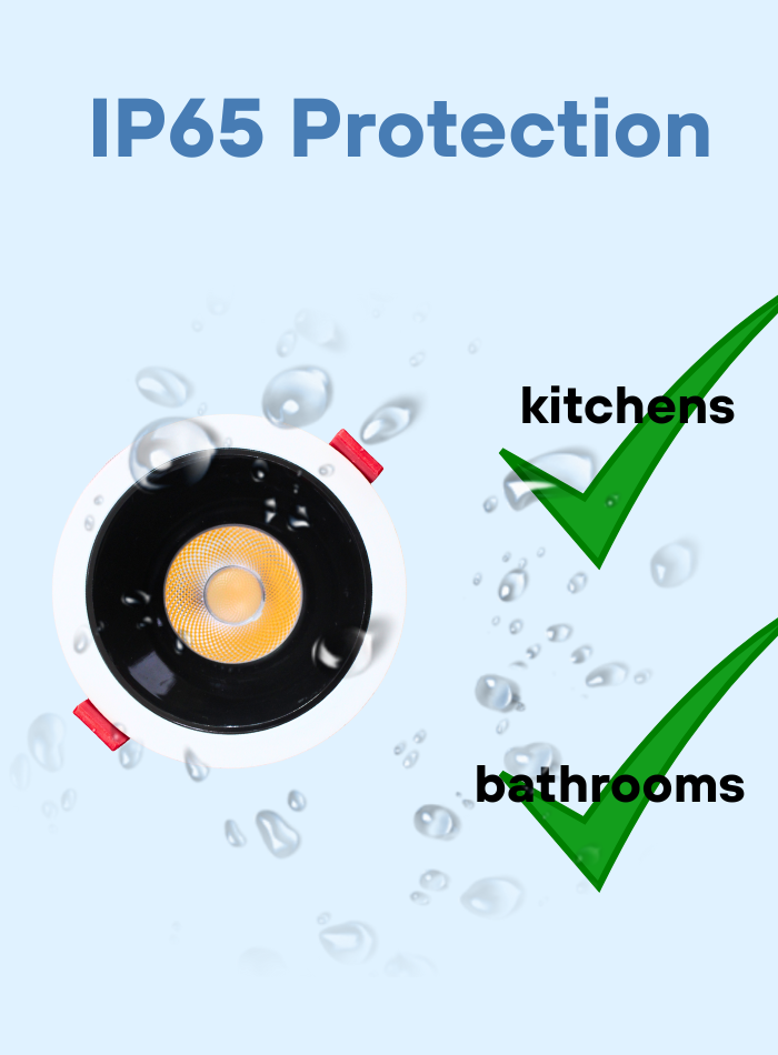 مصباح LED مدمج مقاوم للماء ومضاد للتوهج IP65 للحمام والمطبخ