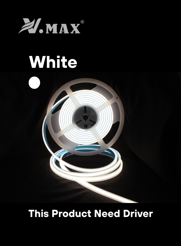 24V COB LED Strip Light, Waterproof, Solid Silicone, IP68, 5M/Roll, Anti-Glare, No flick