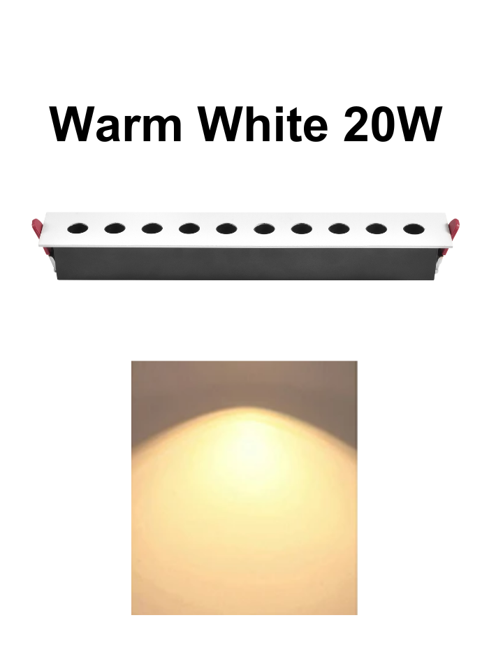 Anti-Glare LED Grille Light IP54 Waterproof, CRI90, 5/10 Lights, 2 Light Colors for Showroom, Gallery, Retail