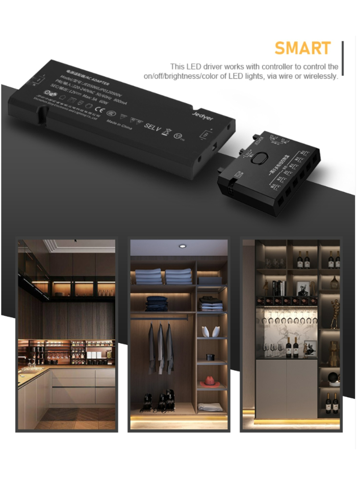 وحدة تحكم سلكية لمصباح خزانة LED 12 فولت من JEDVER