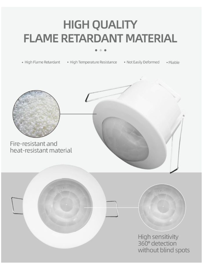 Embedded 360° PIR Motion Sensor Switch – High-Power Infrared Detection for Homes & Commercial Use