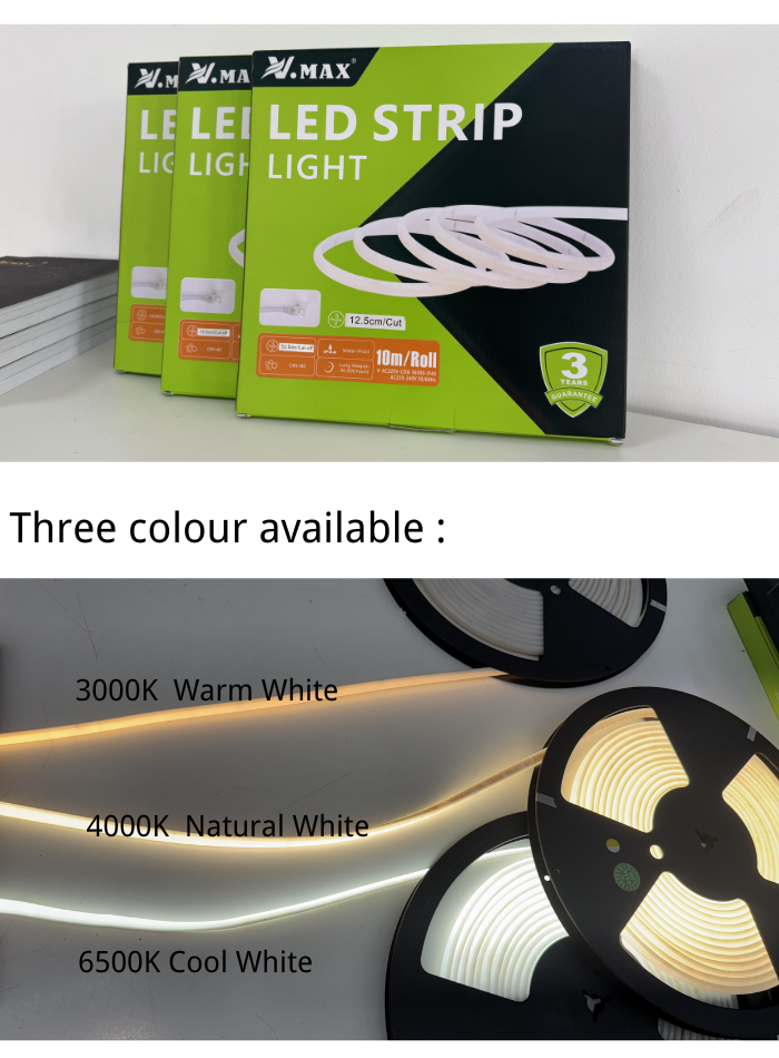 Upgrade your space with flexible COB LED tape lights. Perfect for modern interiors in Kuwait—ideal for cabinets, ceilings, and decorative lighting projects.