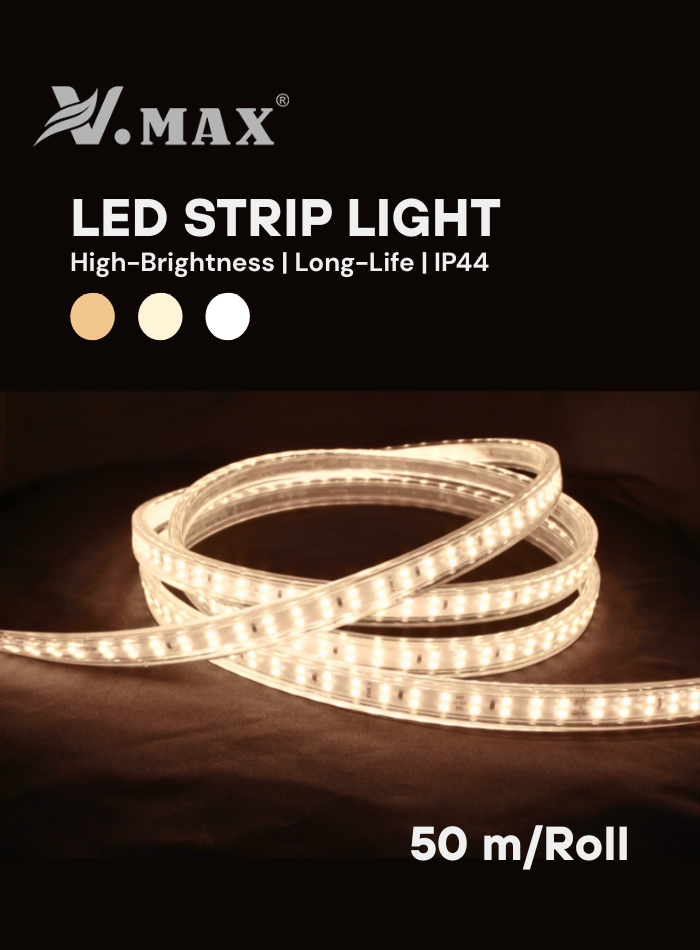 Flexible and durable 220V double row LED strip light, 3 color options, IP44 waterproof, premium PVC, 3535 chips
