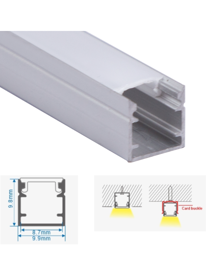 2M Aluminum LED profile for surface mounted, Size:10MMX10MM
