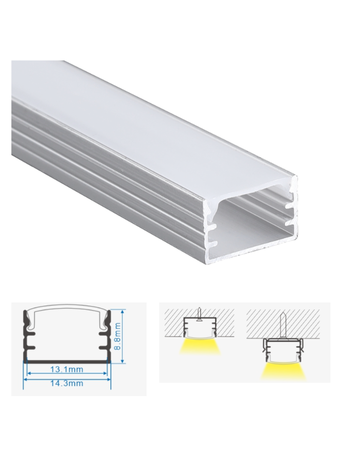 Aluminum LED profile for surface mounted, 2m, Size: 15MMX10MM