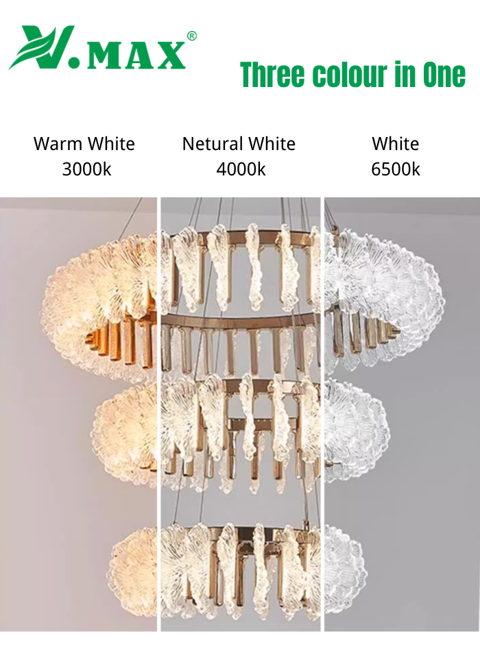 ثريا كريستالية فاخرة بثلاثة ألوان LED للفلل