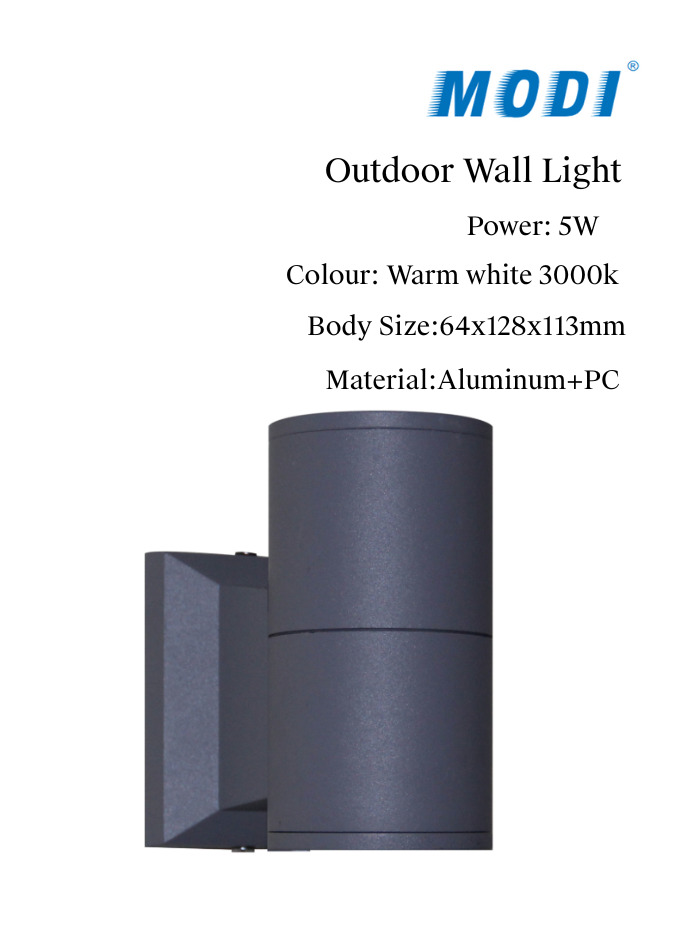 5W Outdoor Wall Light – Warm White 3000K Aluminum Exterior Wall Lamp