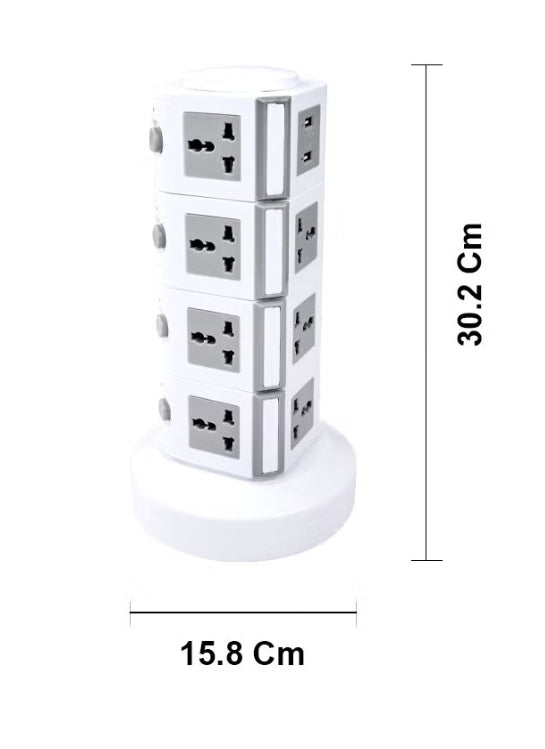 MODI Vertical Power Socket Outlet with 2 USB Ports