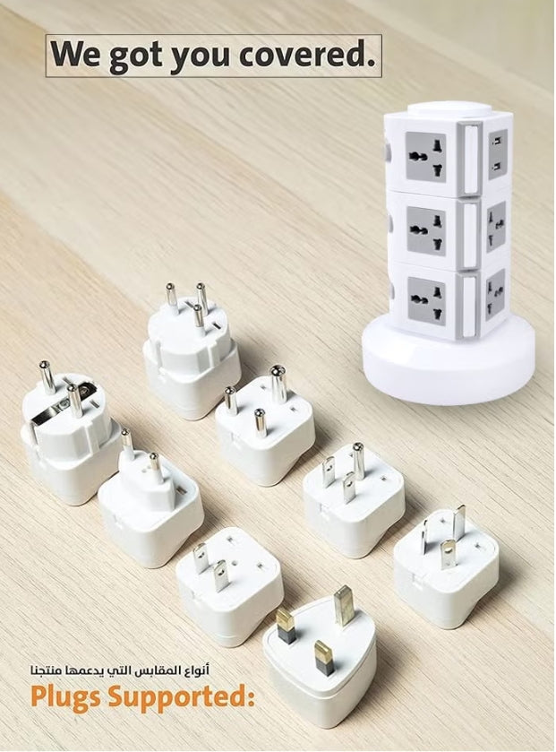 MODI Vertical Power Socket Outlet with 2 USB Ports