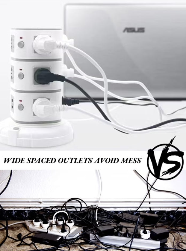 MODI Vertical Power Socket Outlet with 2 USB Ports