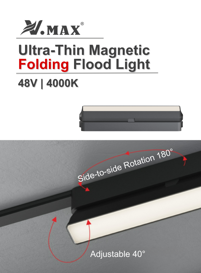 Magnetic LED floodlight with adjustable beam direction and angle for focused lighting