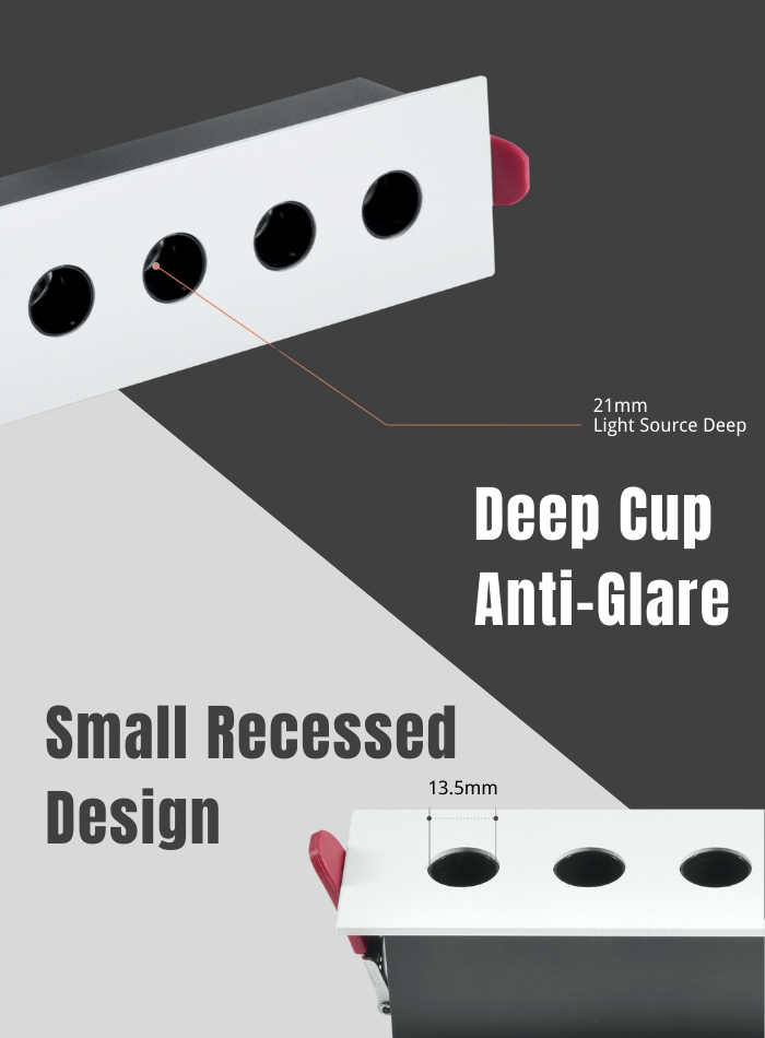 Anti-glare LED grille light, IP54 waterproof, for showroom lighting