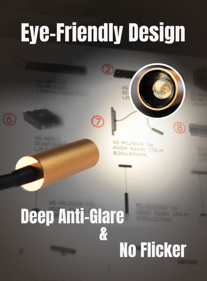 Ultra-Thin Magnetic LED Spotlight, flicker-free and anti-glare, eye-friendly lighting for bedside and display