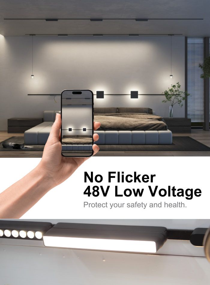 Anti-glare slim LED floodlight, 48V low voltage, no flicker, safe and stylish for modern interiors