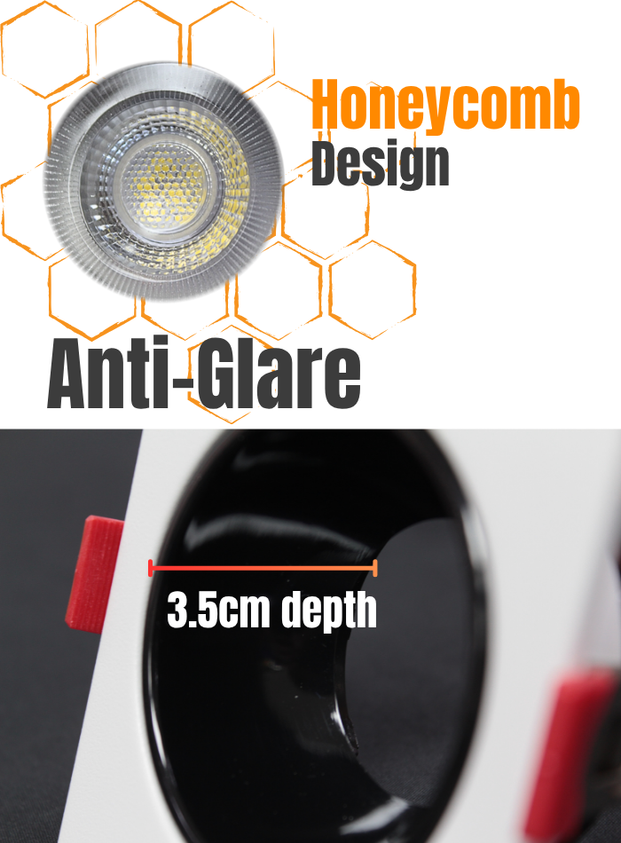 Anti-glare spot light fitting gives soft light and eye comfort