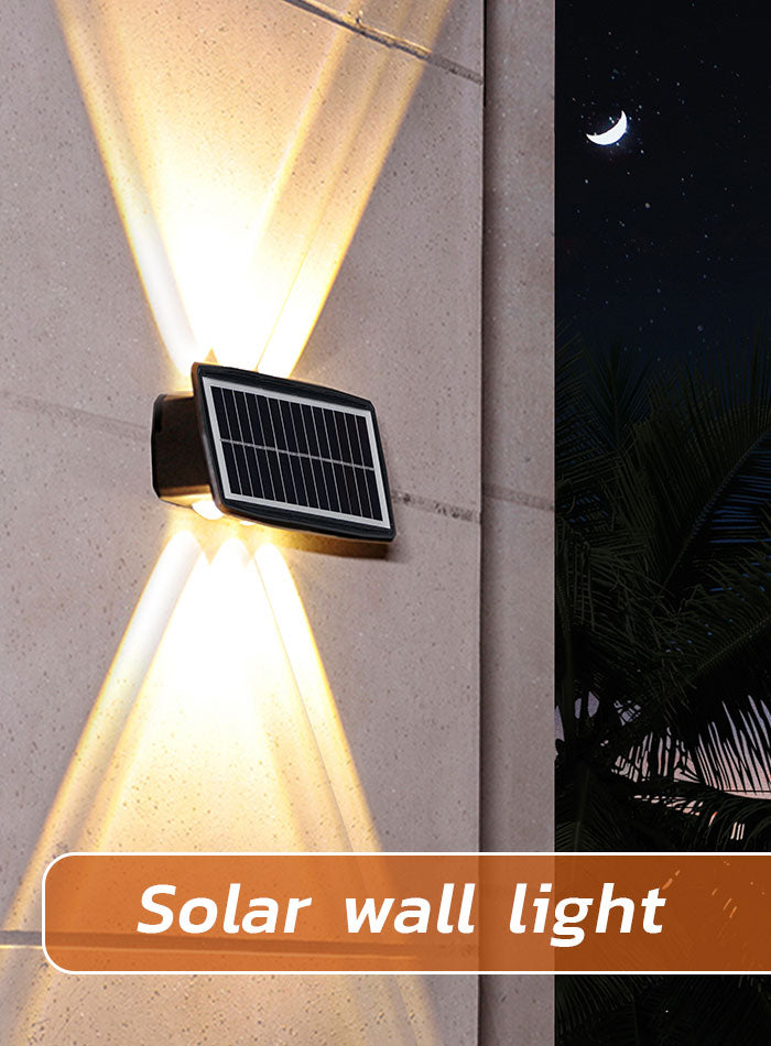 Automatic solar wall light for outdoor use – no wiring needed, charges by sunlight and lights up at night