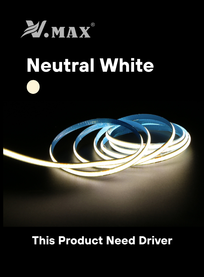 Bright COB LED strip light, flicker-free and high CRI ≥80, perfect for home, office, and decorative lighting