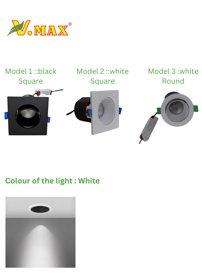 Vmax LED Anti-Glare Spotlight, Recessed, 75mm Cut-Out
