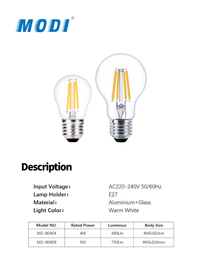 Clear Lamp made of high-quality glass and aluminum, energy-saving LED light, durable and stylish