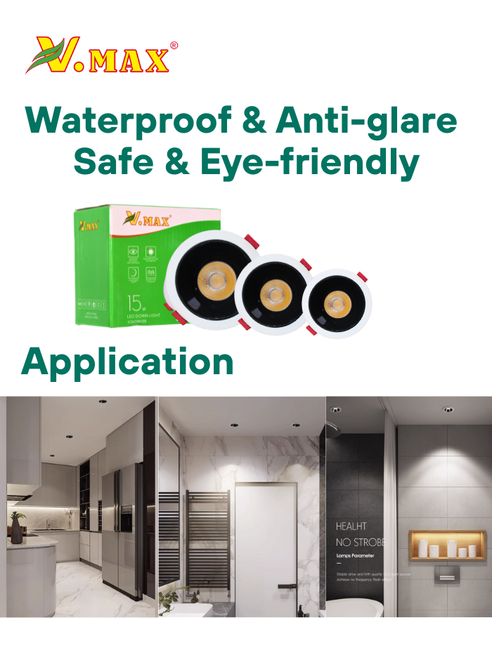 COB LED spotlight for moisture-prone areas like kitchens and bathrooms, waterproof and glare-free