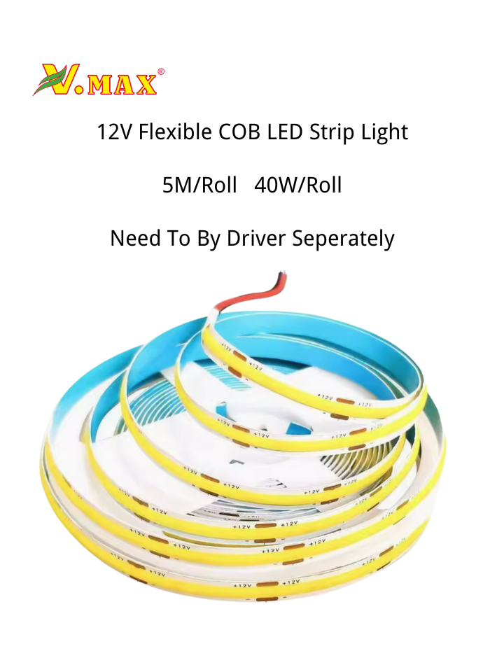12V COB LED strip light with no dark spots for smooth, even illumination in Kuwait