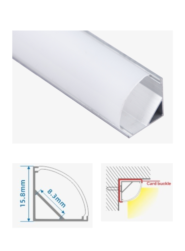 corner aluminum LED profile 16x16mm with diffuser for LED strip lighting in Kuwait