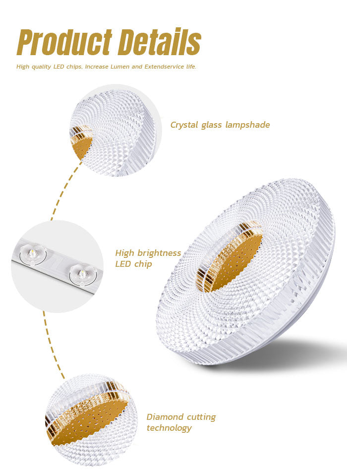 Dimmable LED ceiling light with adjustable warm to cool white lighting for home