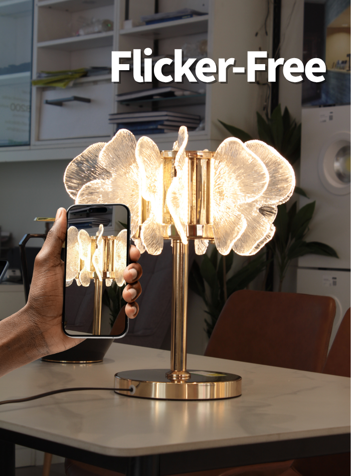 Flower-shaped LED table lamp with flicker-free soft light, fast delivery in Kuwait.