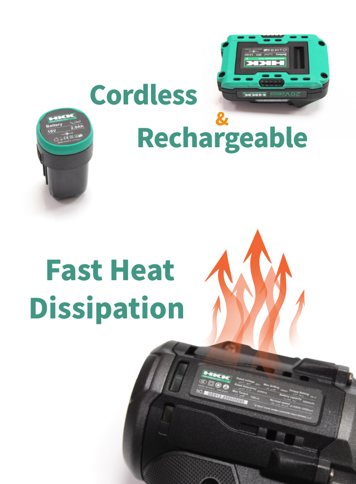 HKK cordless drill set with drill bits batteries and charger