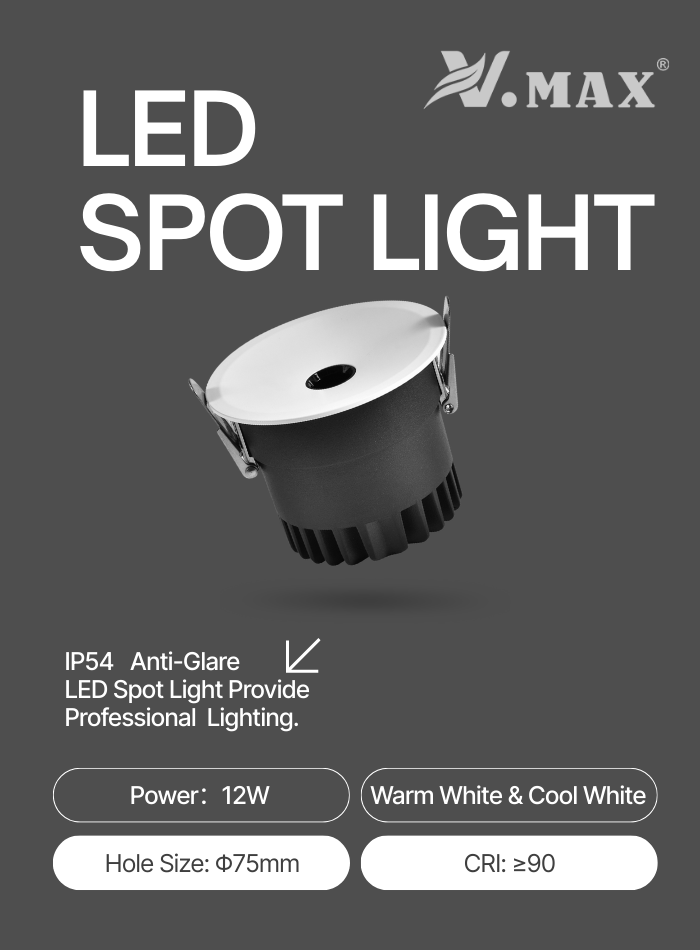 LED anti-glare spotlight with deep cup design for showroom accent lighting