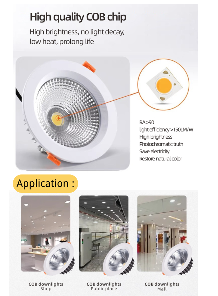 Energy-saving LED downlight delivering high brightness in malls and hotels