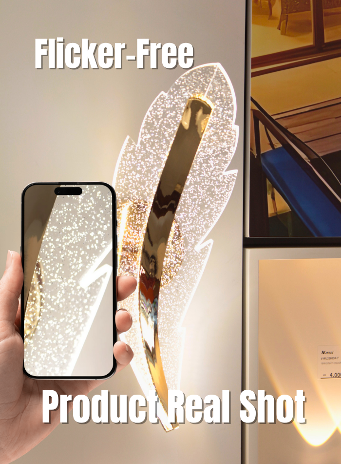 Flicker-free LED feather wall light, soft and stable light without flashing, perfect for bedroom and living room.