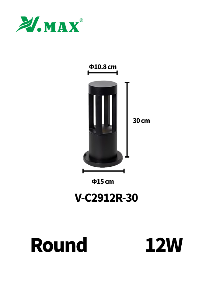 30cm LED Garden Light made of durable aluminum with IP65 waterproof protection, perfect for yards and lawns in Kuwait.