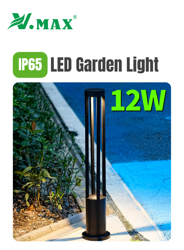 LED Garden Light illuminating a yard in Kuwait, IP65 waterproof aluminum outdoor lamp.
